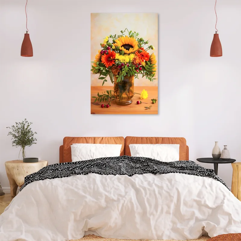 Toile décorative d'une Vase avec Fleurs dans une chambre - TabloDéco.fr