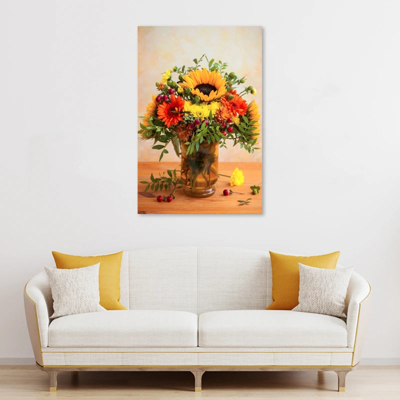 Tableau Vase avec Fleurs dans un salon - TabloDéco.fr