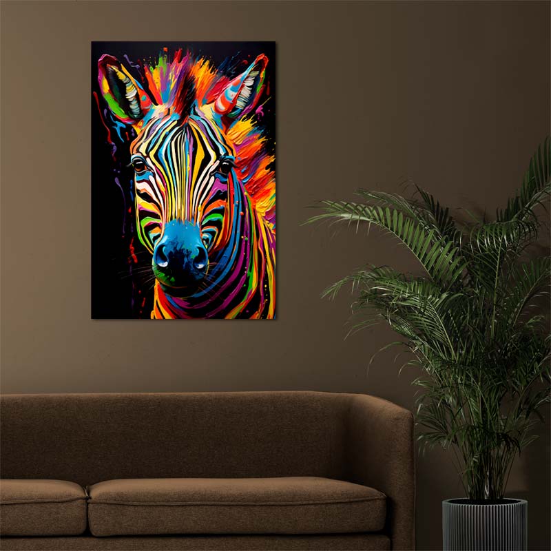 Tableau de décoration sur toile imprimée d'un Zèbre pas cher - TabloDéco.fr