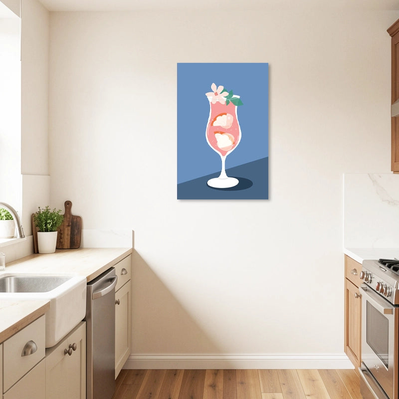 Tableau Déco d'un Cocktail Rose Rafraîchissant accroché dans une cuisine