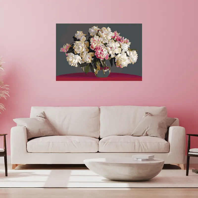 Toile à peindre par numéros de Pivoines Roses et Rouges - TabloDéco.fr
