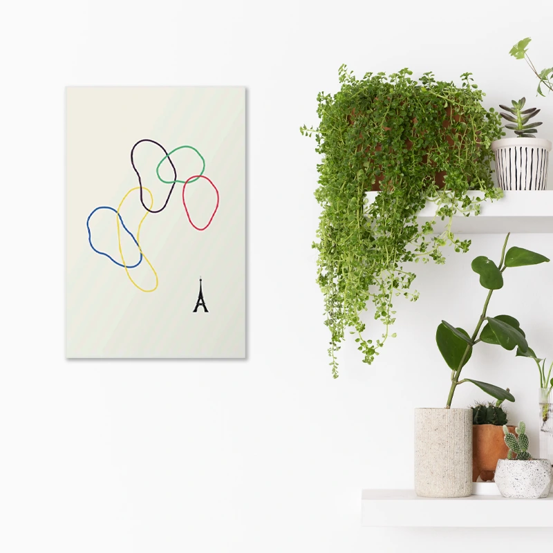 Toile décorative des Anneaux Olympiques Minimalistes