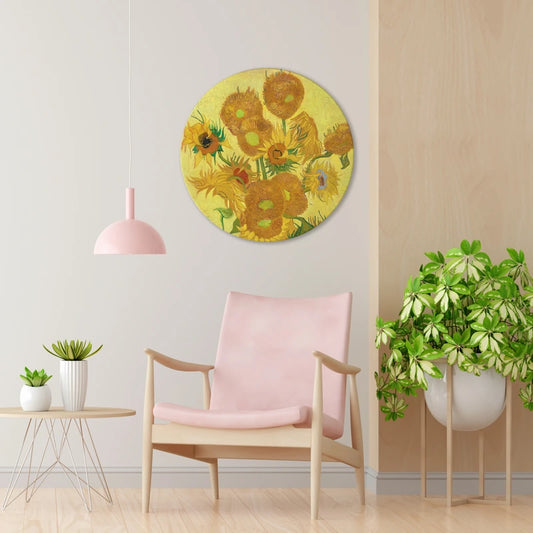 Toile circulaire Les Tournesols de Vincent Van Gogh