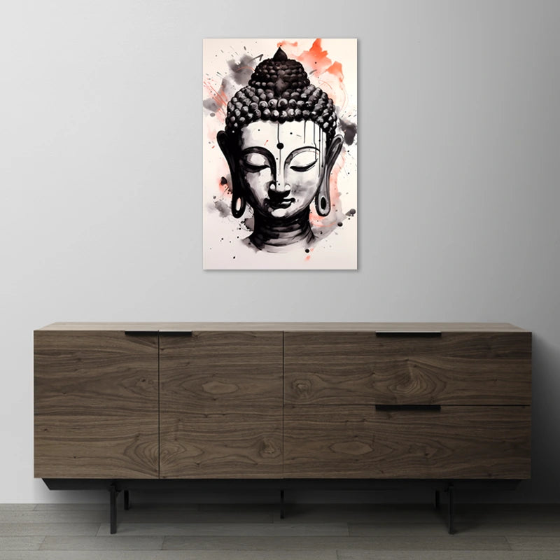 Toile déco avec un Bouddha à l'Encre de Chine