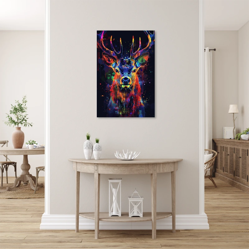 Toile déco avec un Cerf Multicolore