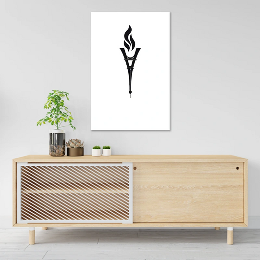 Toile déco de la Flamme Olympique Noir et Blanc (JO Paris 2024)