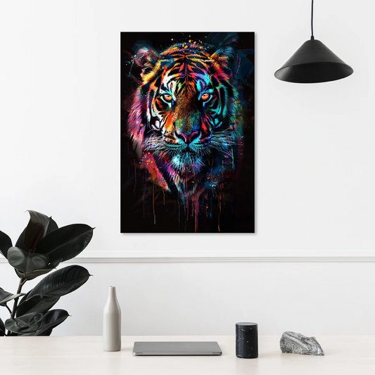 Toile déco avec un Tigre Néon