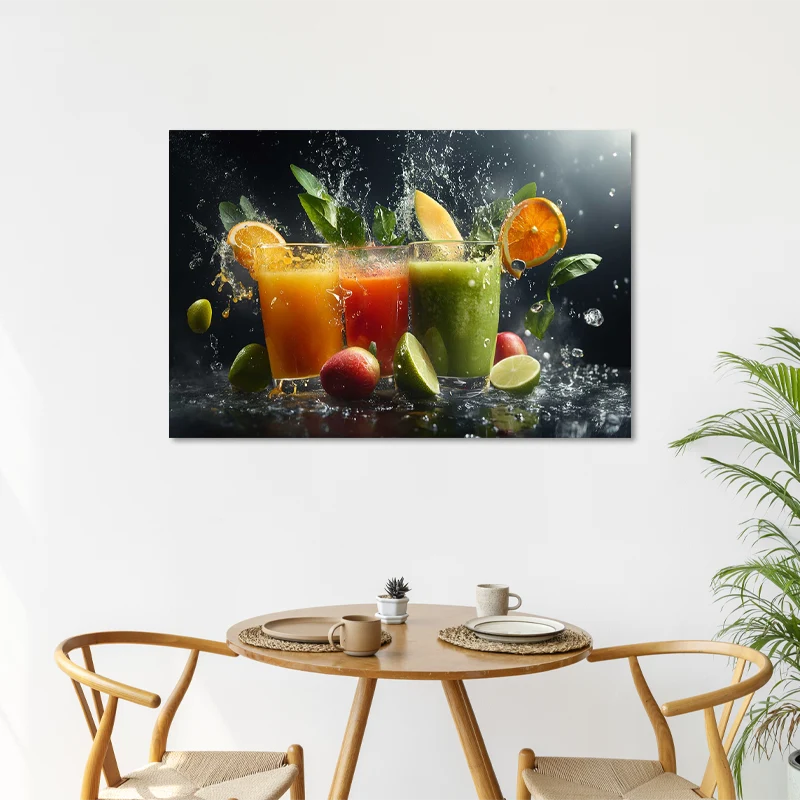 Toile déco de Verres de Smoothies Glacés dans une cuisine