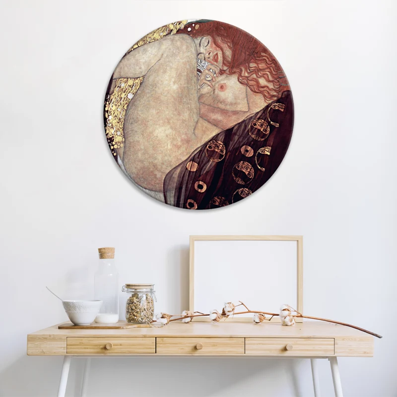 Toile murale ronde de Danaé de Gustav Klimt