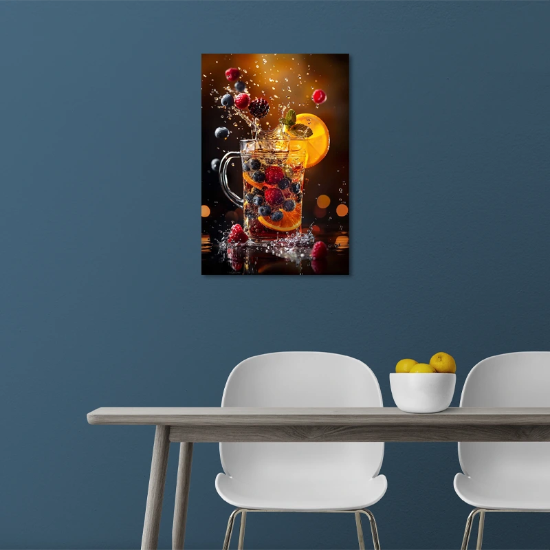 Toile murale d'une Tasse d’eau Fruitée Gourmande dans une salle à manger