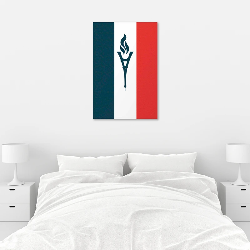 Toile murale de la Torche Olympique sur Drapeau Français dans une chambre (JO Paris 2024)