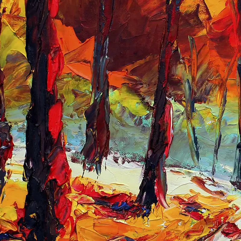 Tableau peint à la main - Forêt Automnale