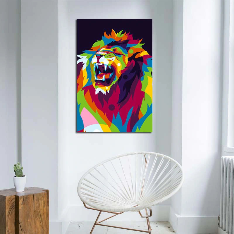 Toile imprimée avec un Lion Pop Art - TabloDéco.fr
