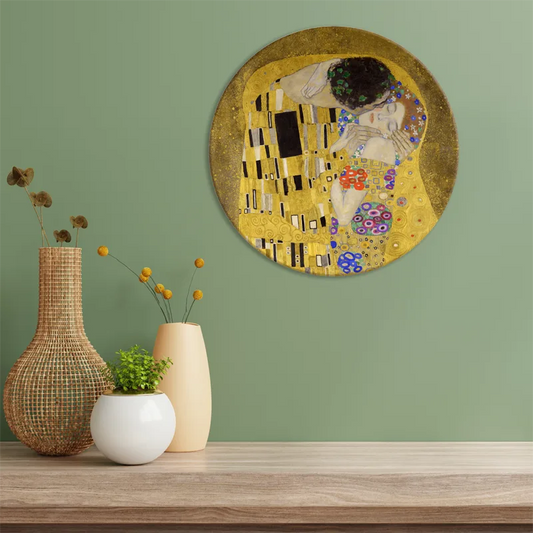 Toile ronde décorative du Baiser de Gustav Klimt