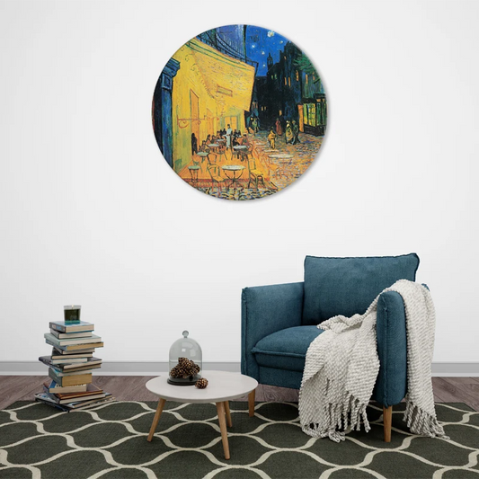 Toile Ronde de la Terrasse du Café le Soir de Van Gogh