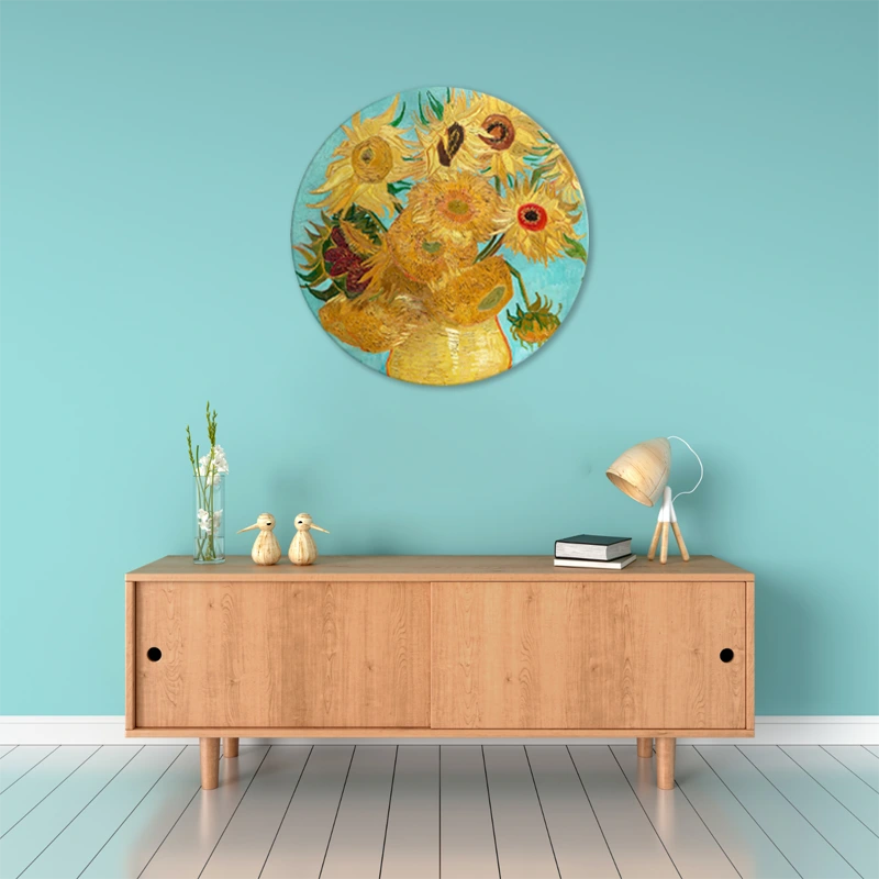 Toile Ronde - Le Vase avec Douze Tournesols de Vincent Van Gogh
