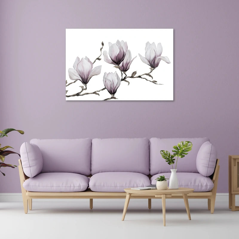 Toile Scandinave avec des Magnolias dans un salon