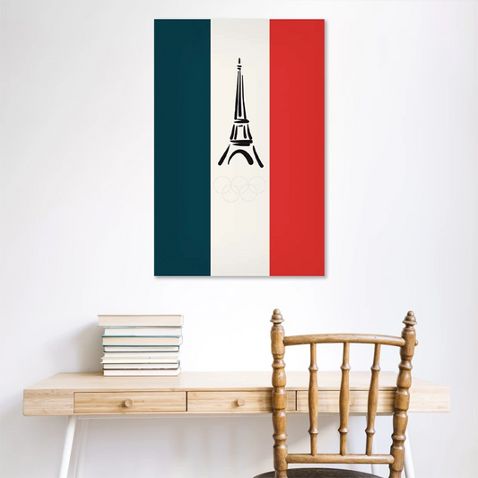 Toile déco Tour Eiffel et Drapeau Français (JO Paris 2024)