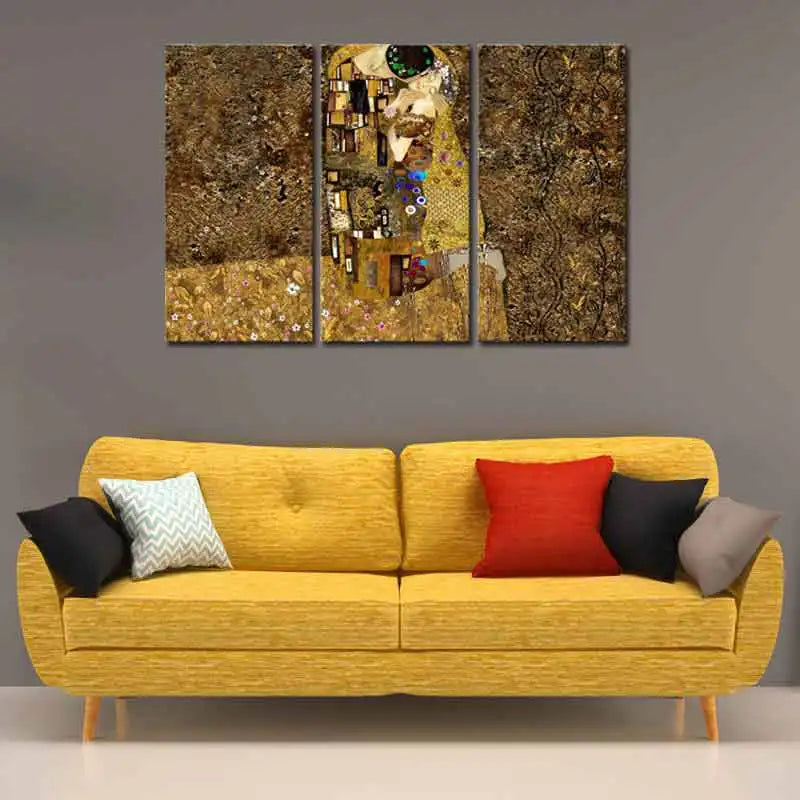 Triptyque Gustave Klimt le Baiser - TabloDéco.fr