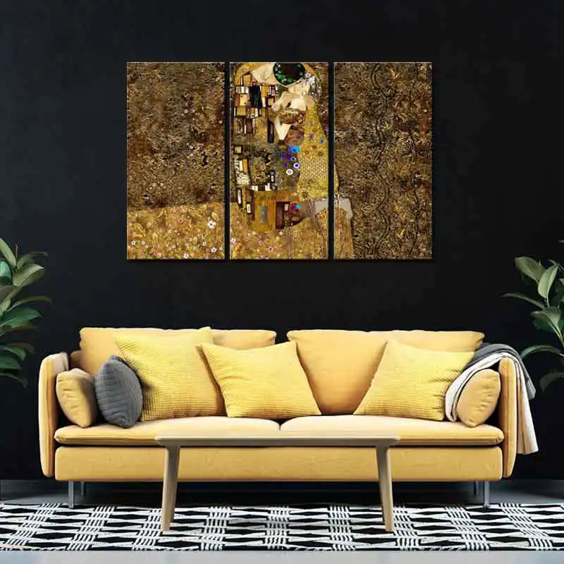 Toile en 3 parties du Baiser de Gustave Klimt - TabloDéco.fr