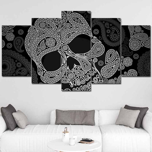 Grand Tableau Décoratif avec une Tête de Mort Mexicaine