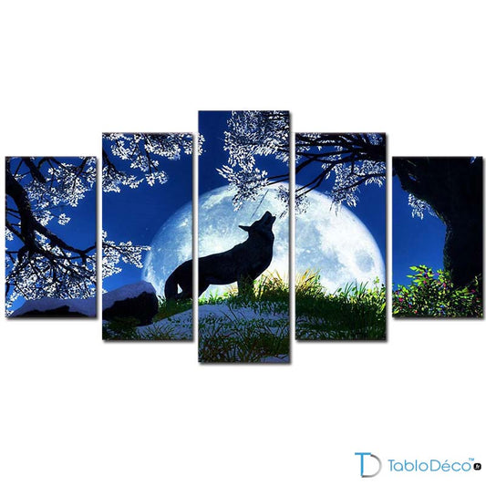 Impression Murale Loup à la Pleine Lune