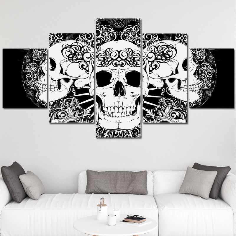 Tableau Décoratif Style Tatouage Tête de Mort
