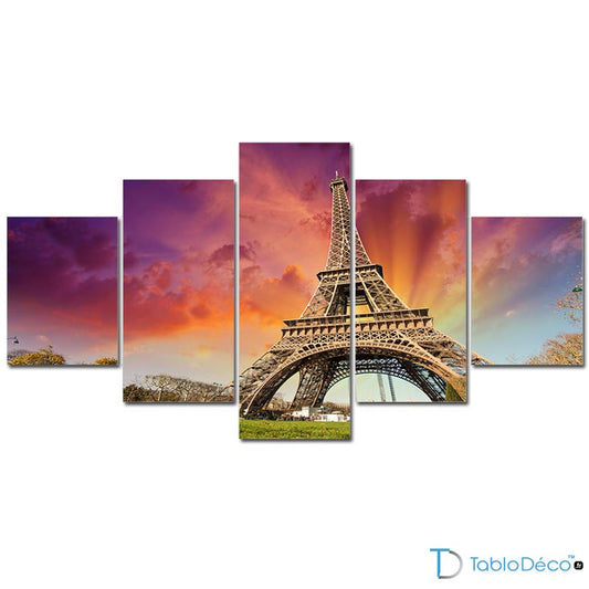 Tableau Tour Eiffel Coucher de Soleil