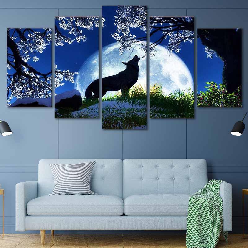 Tableau Décoratif Loup Pleine Lune