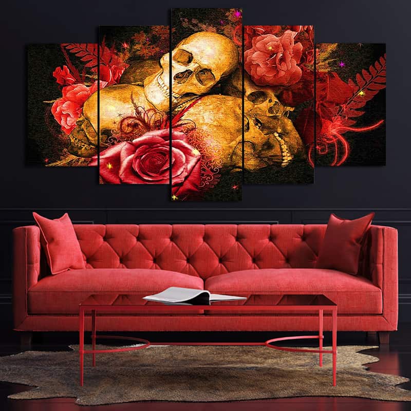 Tableau avec Tête de Mort pour Décoration Murale