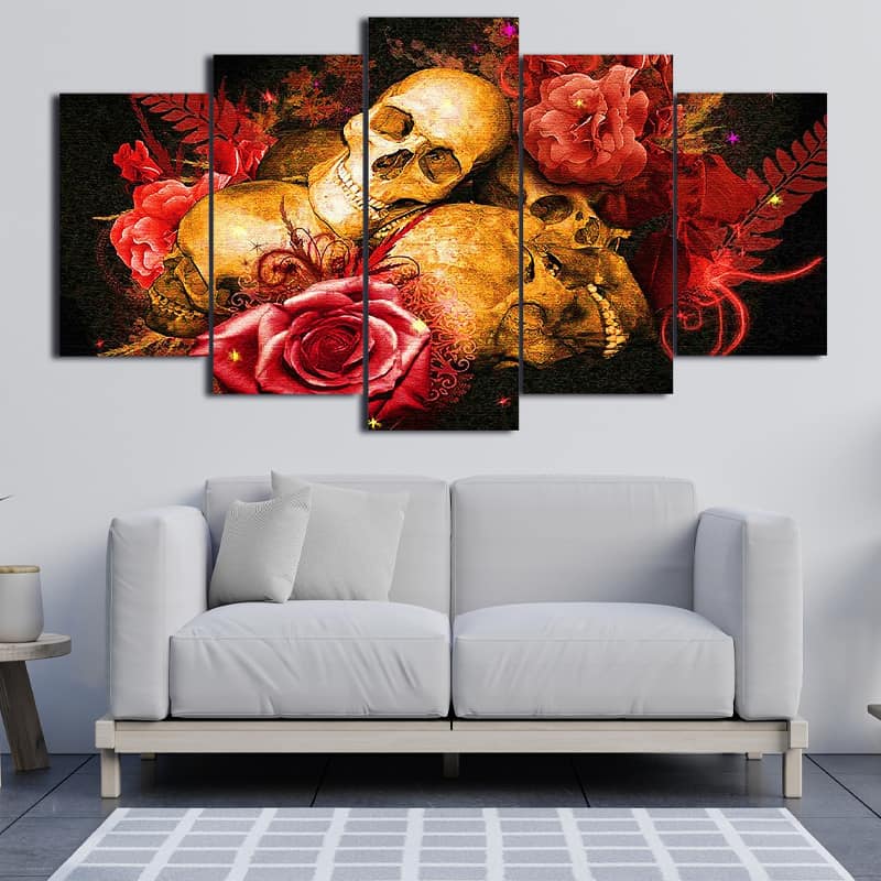 Tête de Mort Décoration Murale en 5 parties