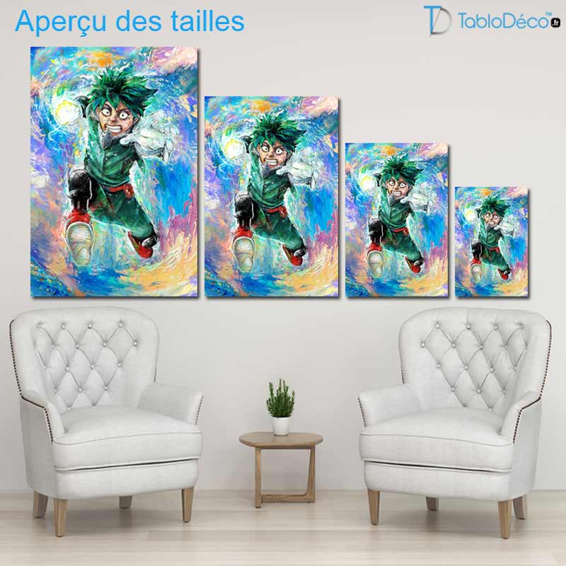 Guide des tailles du Tableau Izuku Midoriya My Hero Academia