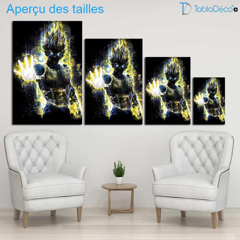 Aperçu des tailles du Tableau Vegeta Super Saiyan