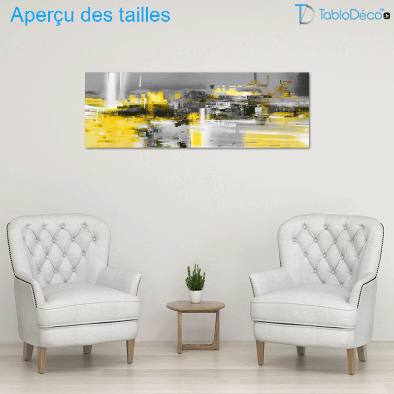 Tableau Abstrait Gris et Jaune