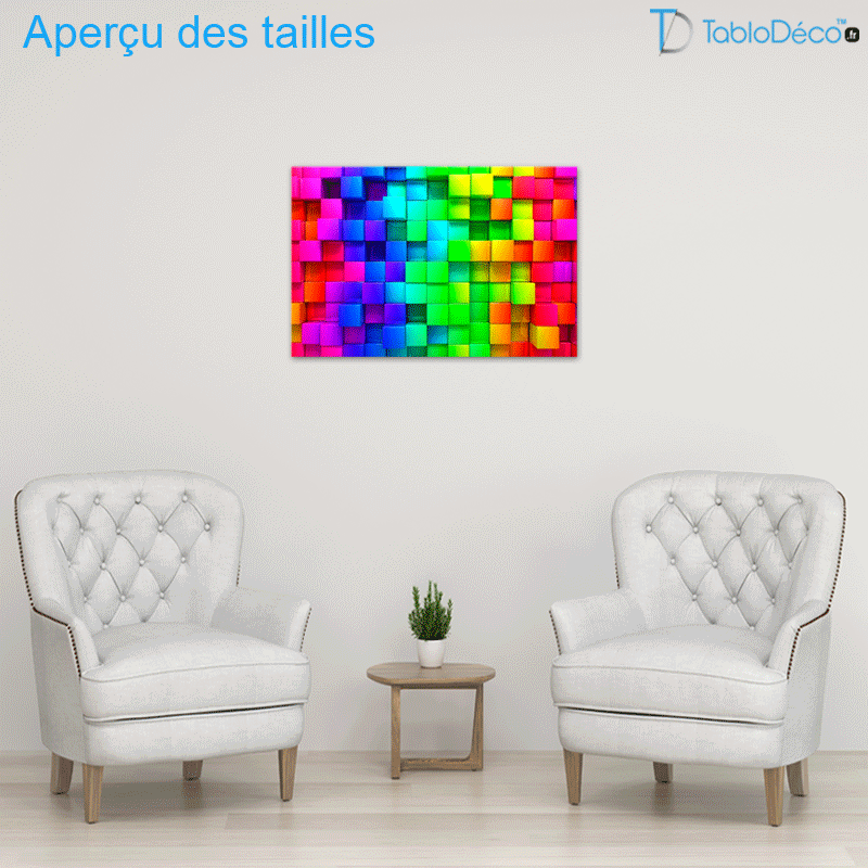 Tableau Abstrait Cubisme Multicolore