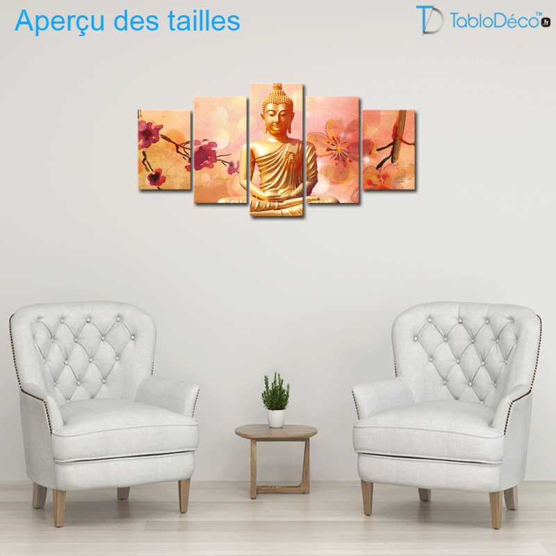 Aperçu des tailles du Tableau Bouddha en plusieurs parties