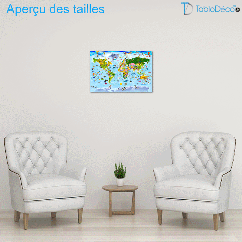Tableau Carte du Monde des Animaux pour Enfants