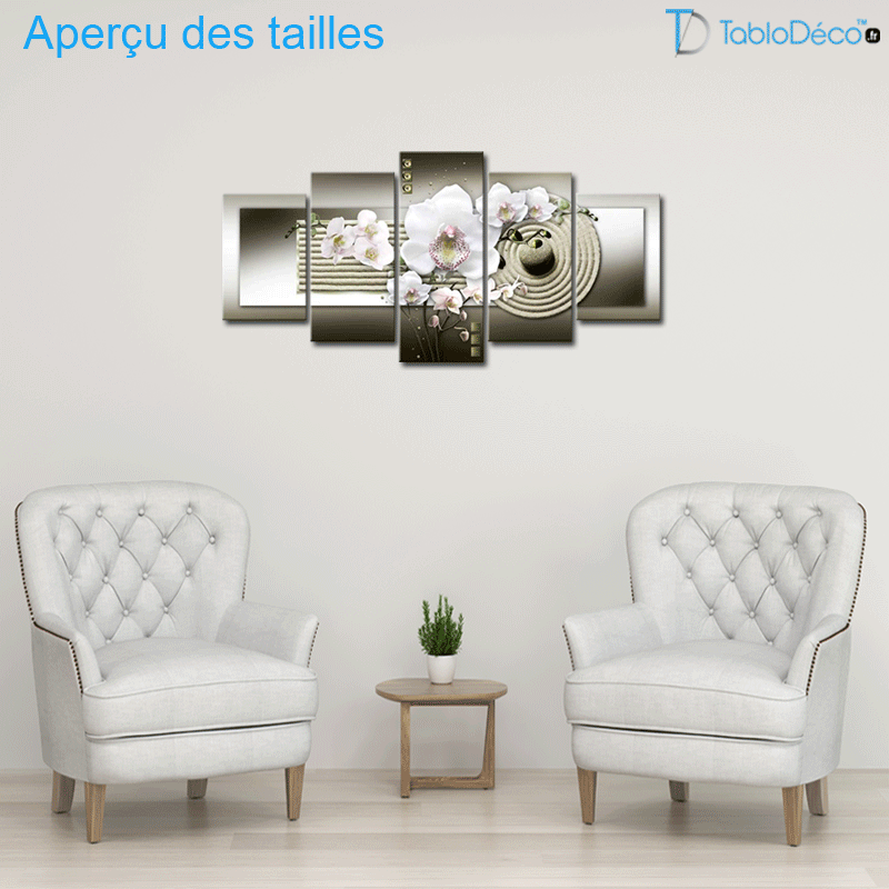 Aperçu des tailles du Tableau Design Zen Orchidée