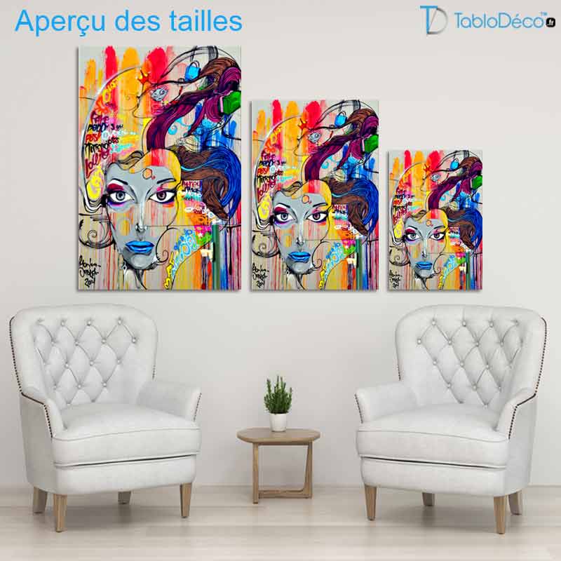 Aperçu des tailles Tableau Femme Graffiti Street Art