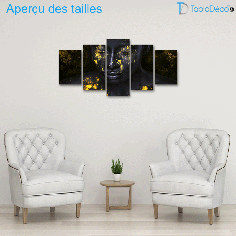 Aperçu des tailles du Tableau Femme Noir et Or