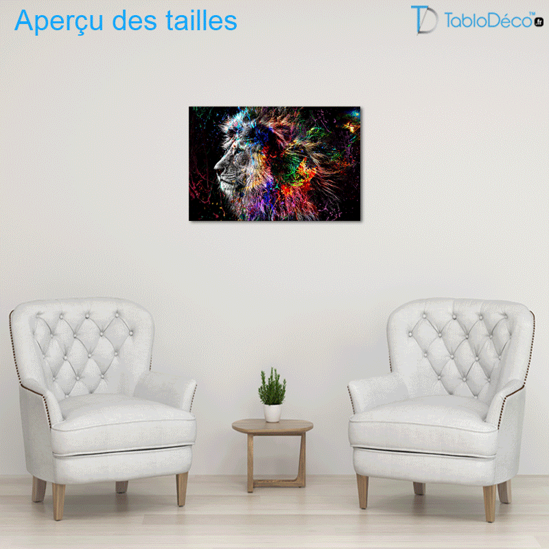Tableau Lion Coloré Design