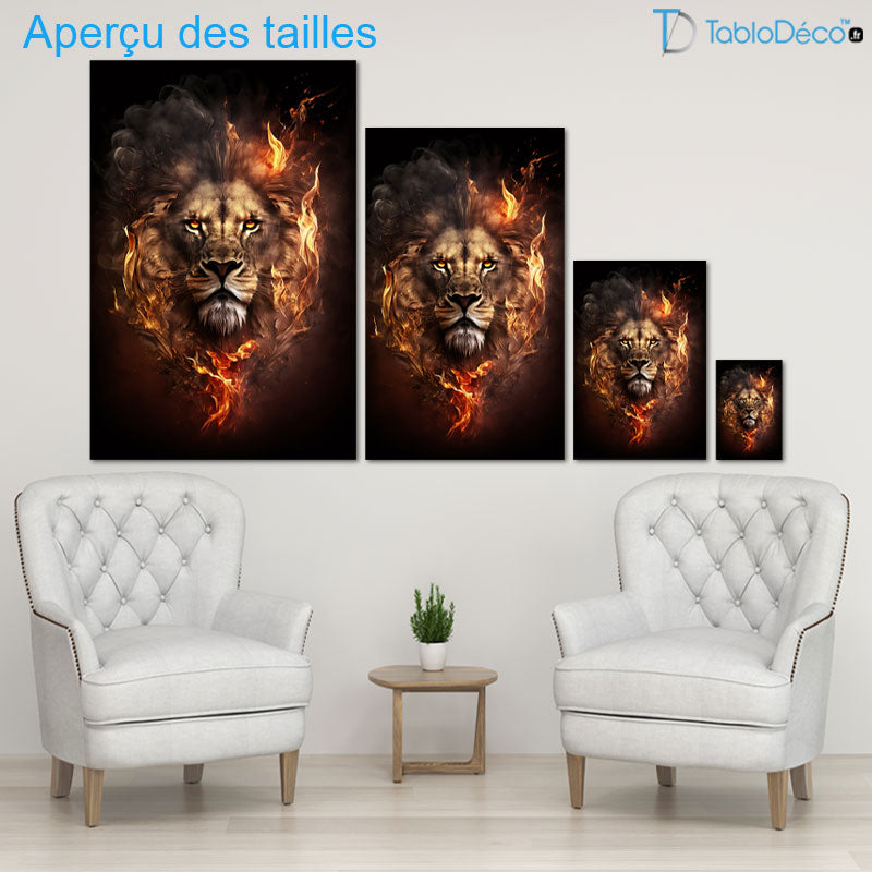 Tableau Lion Crinière en Flamme