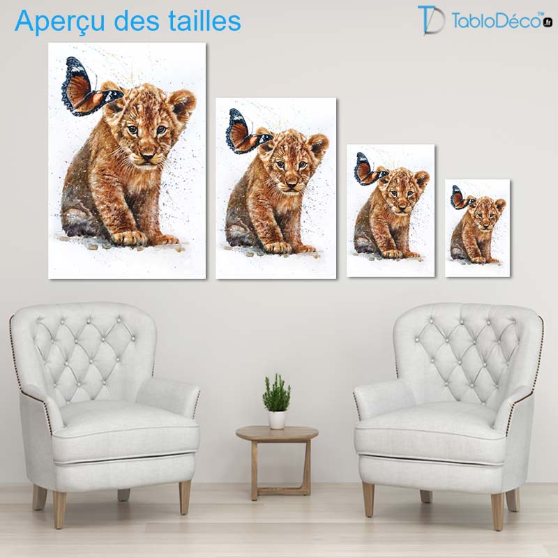 Aperçu des tailles Tableau avec un Lionceau