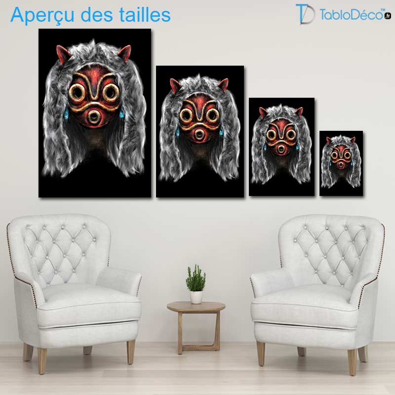Aperçu des tailles du Tableau Masque de la Princesse Mononoké