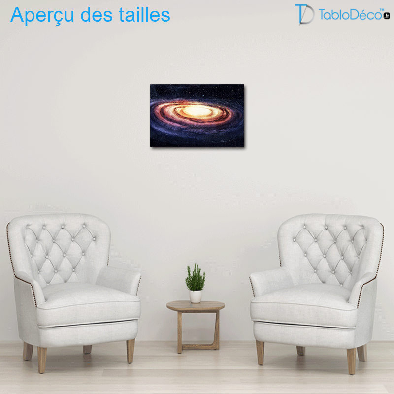 Aperçu des tailles du Tableau Mural Galaxie