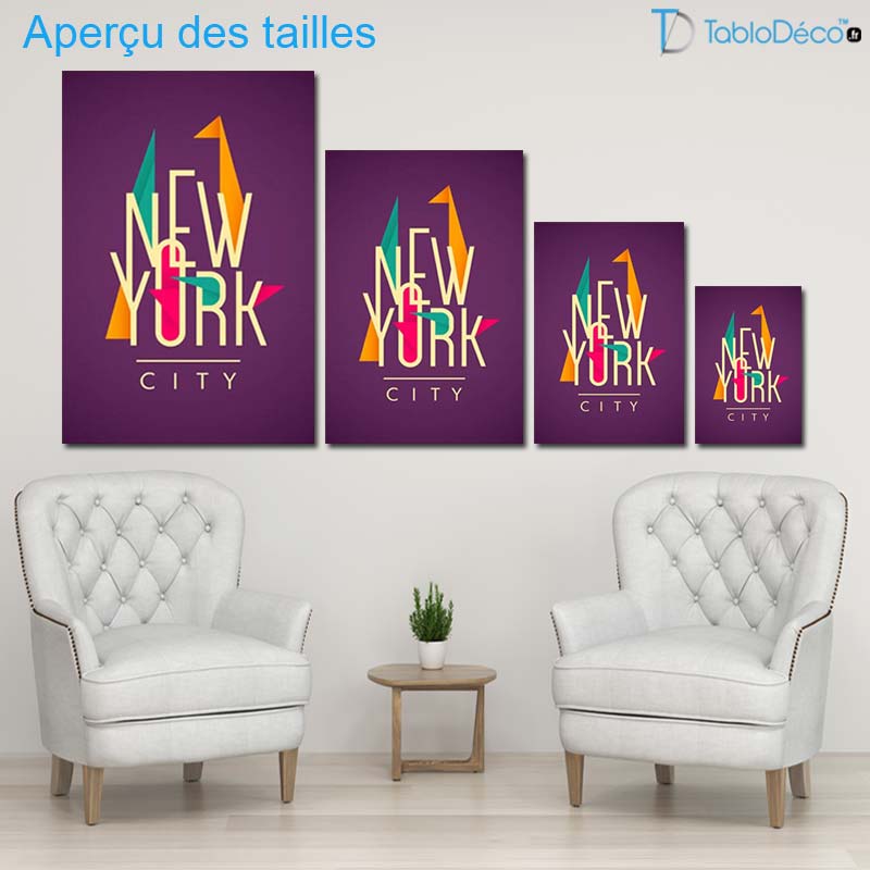 Aperçu des tailles du Tableau New York City style Origami