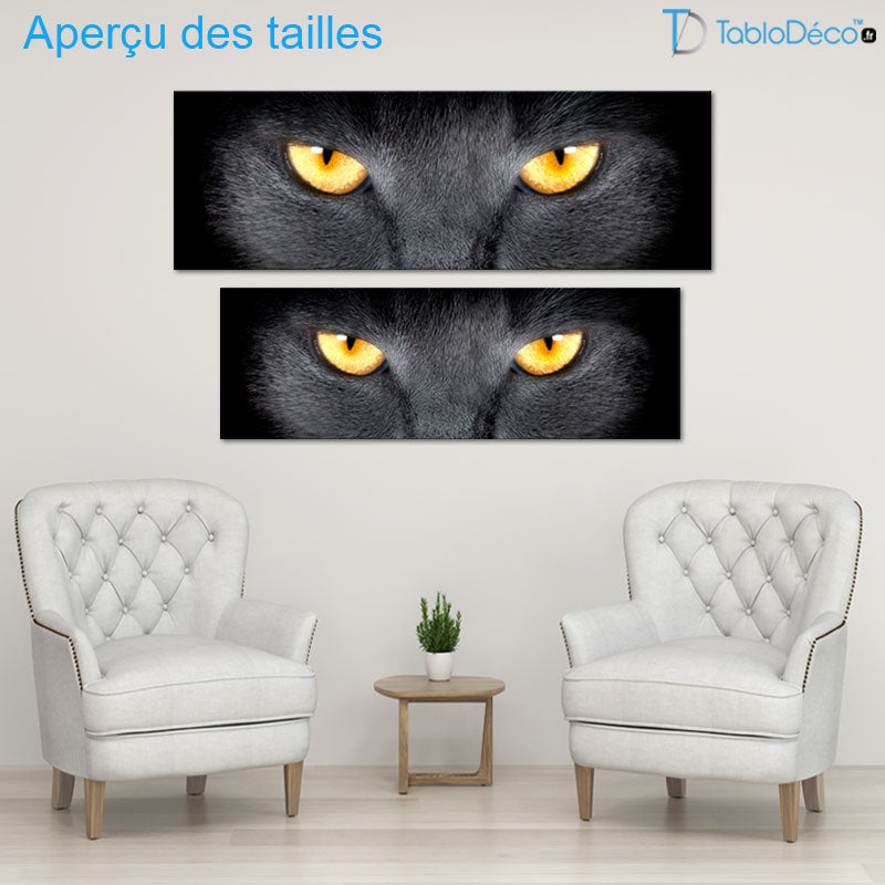 Tableau Chat Noir aux Yeux Dorés