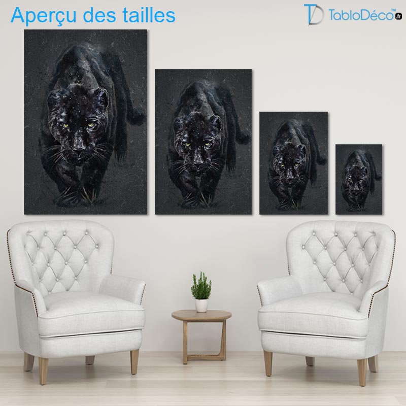Aperçu des tailles du Tableau Panthère Noire