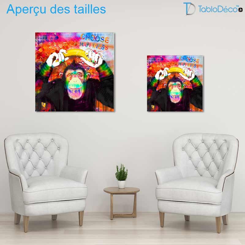 Aperçu des tailles du Tableau Singe Graffiti