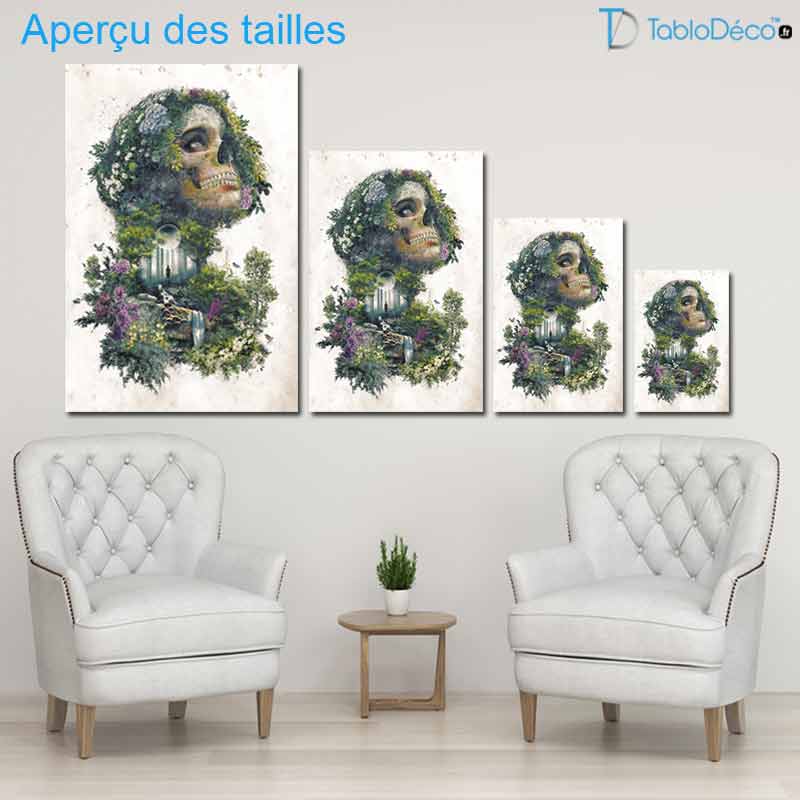 Aperçu des tailles du Tableau Tête de Mort Art